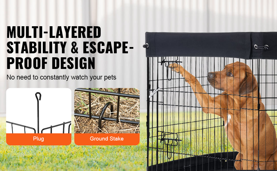 VEVOR Dog Playpen Foldable Metal Pet Exercise Pen Dog Fence Indoor and Outdoor Pen with 600D Oxford Fabric Top Cover for Dogs