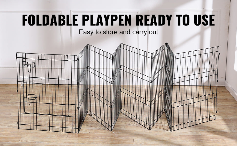VEVOR Dog Playpen Foldable Metal Pet Exercise Pen Dog Fence Indoor and Outdoor Pen with 600D Oxford Fabric Top Cover for Dogs